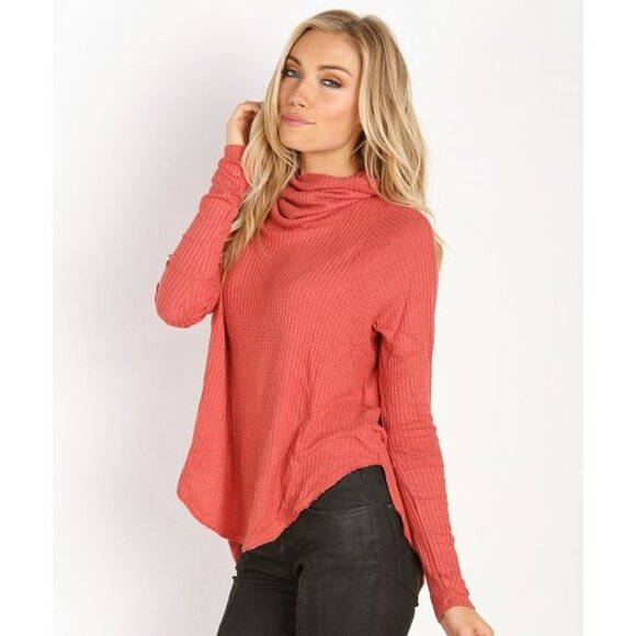 Free People Red Cowl Neck Blouse - Picture 6 of 11
